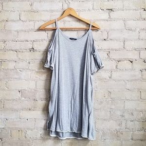 New Look ASOS Curve cold shoulder top Grey 18 Gray